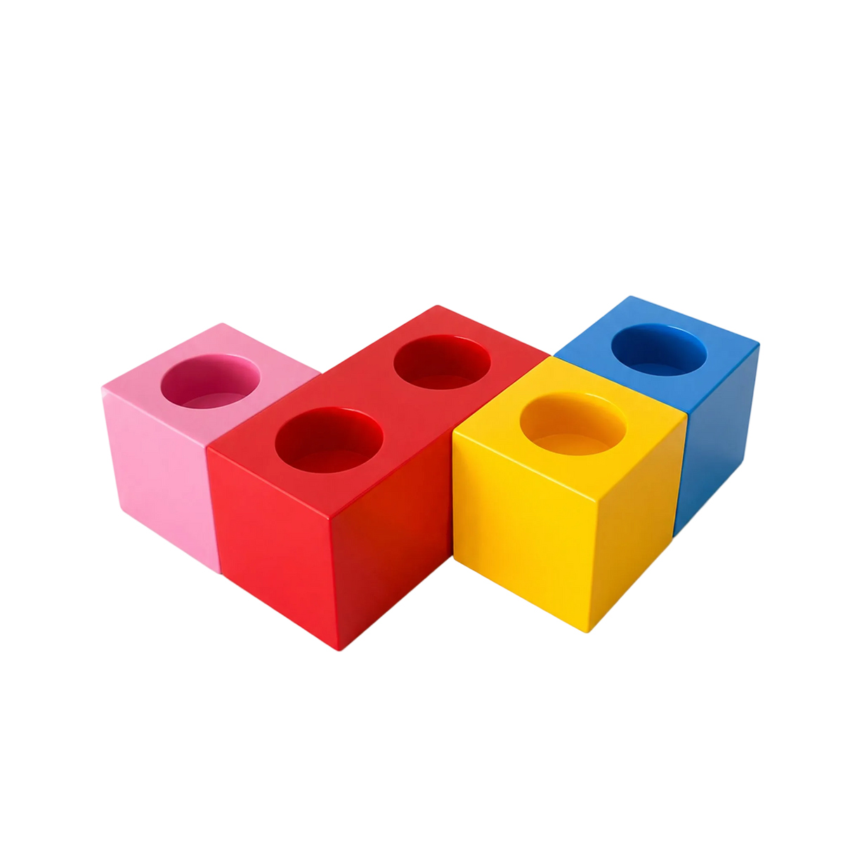 Set de 4 candelabros Bloques de Colores