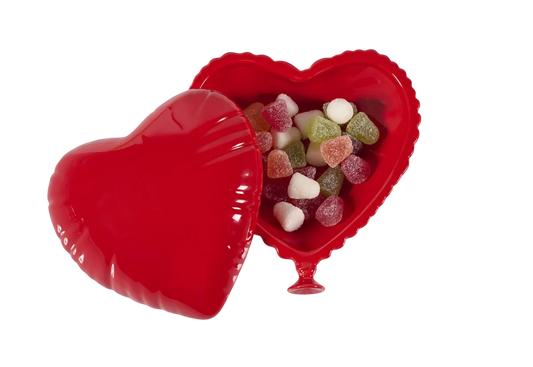 Cajita decorativa corazón de cerámica roja