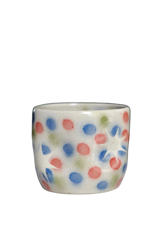 Taza de Cerámica Artesanal Lunares Multicolor (220 ml)