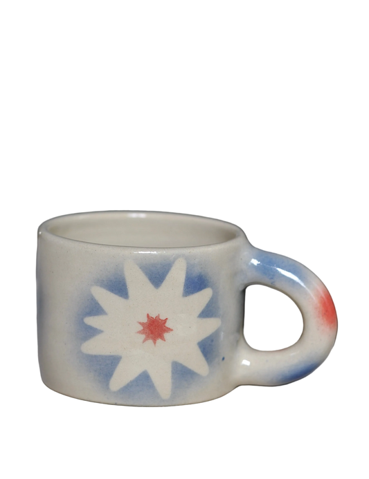 Taza de Cerámica Artesanal Flor Azul (240 ml)