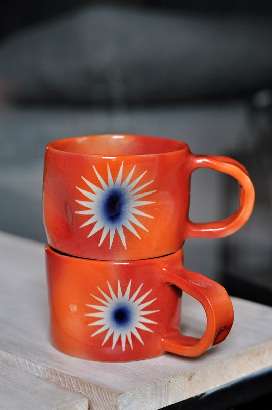 Taza de Cerámica Artesanal Sol Naranja (260 ml)