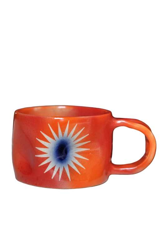 Taza de Cerámica Artesanal Sol Naranja (260 ml)