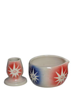 Juego de cerámica para matcha - cuenco y soporte para batidor