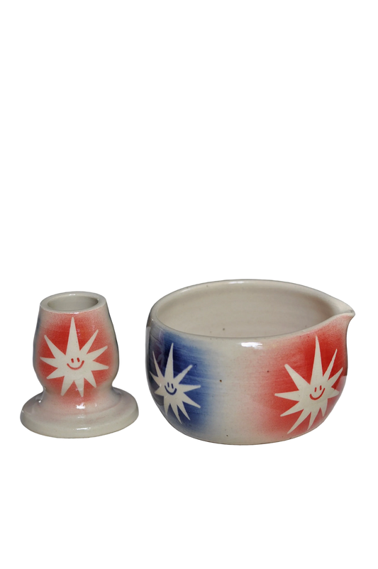 Juego de cerámica para matcha - cuenco y soporte para batidor