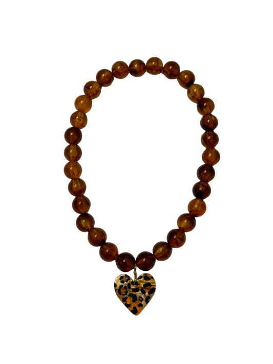 Collar Wild Love con corazón leopardo